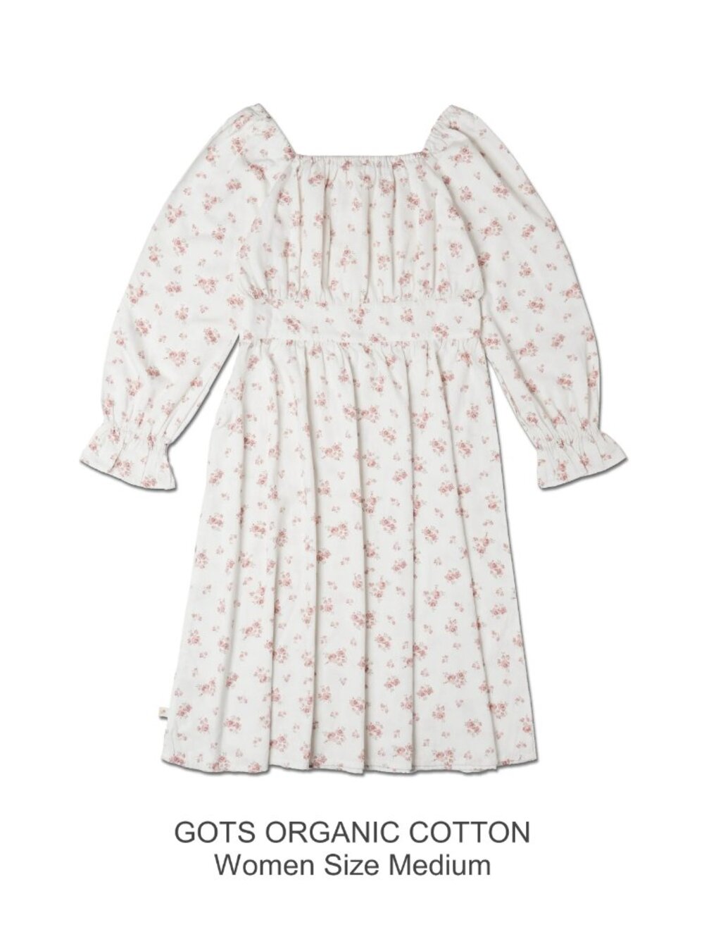 MAKEMAKE Organic Ruffle Dress Long Sleeve - Rustic Rose - Women Size Medium